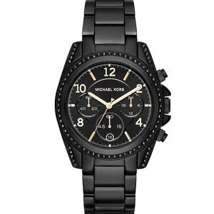 Michael Kors Black and Gold Chronograph Watch Womens
